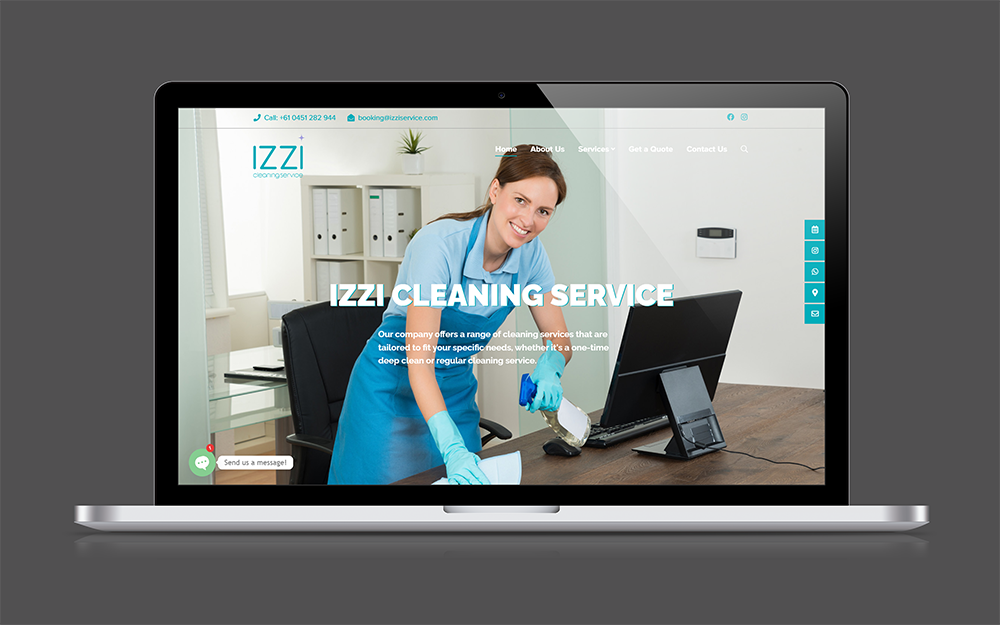 Vista previa del sitio de Izzi Cleaning